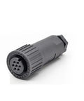 High Performance 7 Pin Female Hydraulic Valve Connector Plug for Proportional Control Valves showing black rugged plastic housing.