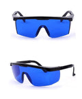 Top Shelf Laser Safety Glasses With Blue Tint Lenses blocking 190Nm To 540Nm Rays, superlightweight soft plastic shell.