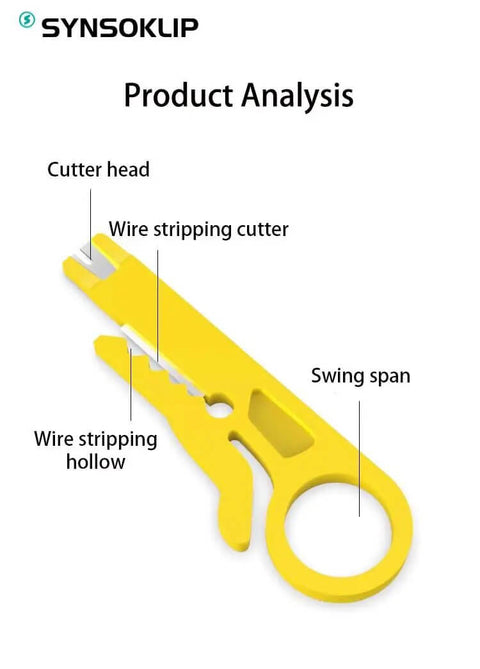 Diagram of Mini Network Wire Stripper And Punch Down Cutter For Cat5 Cat5e And Cat6 RJ45 Cables with labeled parts