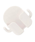 Self Adhesive Wall Mount Cell Phone Holder With Key Hook, Heavy Duty Charging Rack For Kitchen Or Bedroom, Space Saving Abs Plastic Stand offering a top view of a white phone holder.