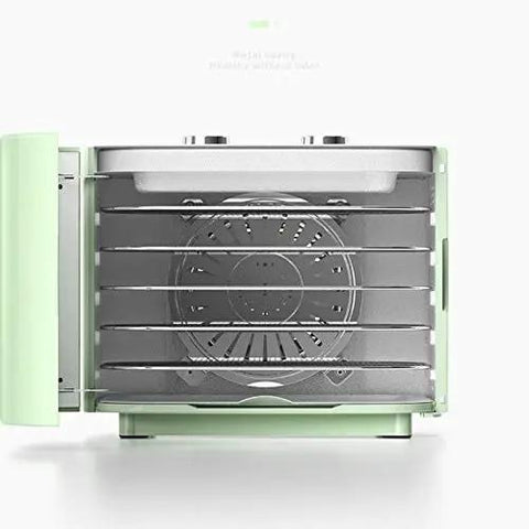 Electric Food Dehydrator With Badass Stainless Steel Trays And Sick 360 Hot Air Circulation For Dried Fruit Veggies And Beef Jerky High Efficiency Low Power Draw Home Kitchen Essential view of stainless steel trays and fan