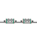 MGN9C Linear Guide Rail 150mm steel linear motion rail with two pro grade rail blocks, front view, for CNC routers and 3D printers.