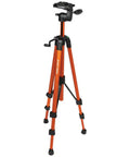 Lightweight Aluminum Tripod with Mount for Laser Levels and Tools, orange with black non-skid feet, standing on white background