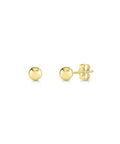 14K Yellow Gold Polished Ball Stud Earrings With Butterfly Pushbacks, 4mm Tiny Spheres, Real Gold Finish, Durable Secure Fit For Everyday Wear, Unisex Go To Minimalist Style, Gift Ready. Pair of 4mm 14k yellow gold ball stud earrings with butterfly backs
