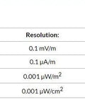 Specifications table for 3 Axis RF Meter For WiFi LAN Cell Phone And Radio Signals With Ultra Accurate RF Strength Readings
