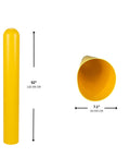 Elite Round Top Bollard Covers Two Pack Bright Yellow Hella Durable Hdpe Heavy Duty Parking Post Shield dimensions 52 inches by 7.1 inches