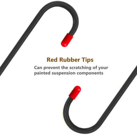 2 Pack Brake Caliper Hanger Hooks with Red Rubber Tips for Auto Caliper Compression Tool Heavy Duty Steel close-up