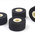 Top Shelf 24 Pack Black Solid Ink Rolls For Hot Stamp Coders Straight Up Slick 36 Millimeter By 16 Millimeter replacement coils on white background.