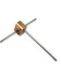 Compact Brass Worm Gearbox 90 Degree Right Angle Drive 12 To 1 Reduction 0.2 Module shown from above with silver shafts.