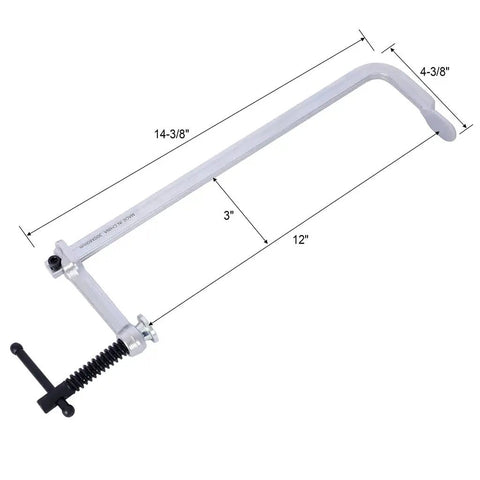 Heavy Duty F Clamp Set Featuring Drop Forged Steel Bar Clamps With 1400 Lbs Clamping Power, swivel jaws measuring 12 inches.