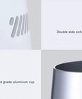 Fast Freeze Mug Chiller Plate With Instant Drink Cooling Base showing double side exhaust and food grade aluminum cup.