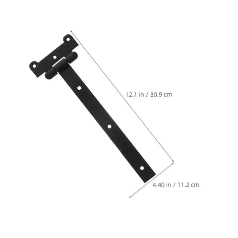 Heavy Duty Tee Hinge With Bearing Slot For Garden Gate And Shed Door 300mm X 4mm, black with size dimensions