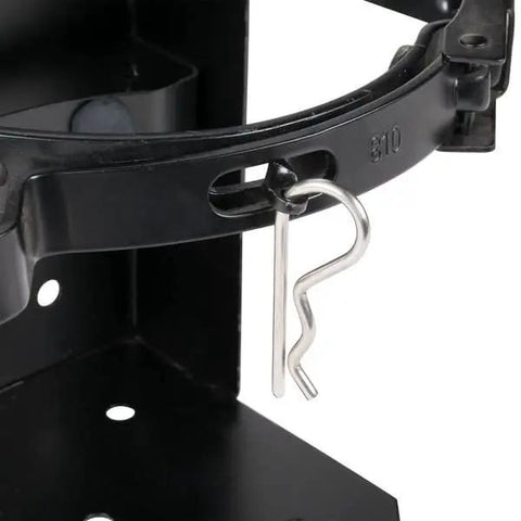 Detail of Tough As Nails Weather Resistant Fire Extinguisher Cabinet Lock Box for 20 Lb ABC mount with metal clip.