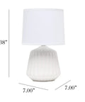 Petite Pleated Ceramic Table Lamp With Off White Fabric Shade 5 Ft Cord 40W Equivalent Type B Bulb Not Included classic English style
