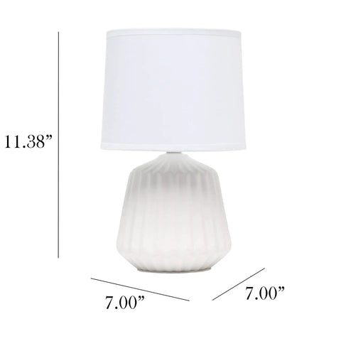 Petite Pleated Ceramic Table Lamp With Off White Fabric Shade 5 Ft Cord 40W Equivalent Type B Bulb Not Included classic English style