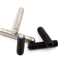 Heavy Duty 304 Stainless Steel Socket Set Screws Black Oxide Metric M8 M10 M12 Cone Point fasteners in black and silver.