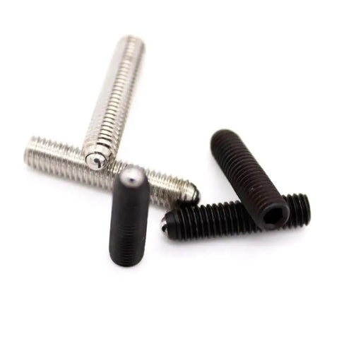 Heavy Duty 304 Stainless Steel Socket Set Screws Black Oxide Metric M8 M10 M12 Cone Point fasteners in black and silver.