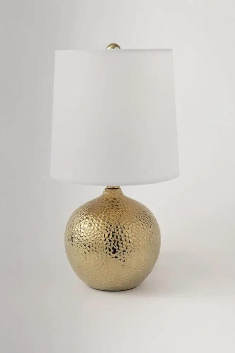 Heather Table Lamp In Gold With Linen Shade, Modern End Table Lamp For Nightstand And Small Spaces, Cozy Incandescent Glow