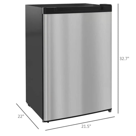 Compact Upright Mini Freezer With 3.0 Cubic Feet Capacity And Reversible Door For Dorm Life Apartments Rv Trips And Office Setups silver finish with black trim, dimensions 21.5x22x32.7 inches.