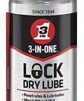 Front view of a 2.5 oz can of Multi Purpose Dry Lube Spray For Cars Mechanical And Marine Use With A Dry Non Greasy Finish