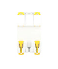 Heavy-Duty MCB Miniature Circuit Breaker 3-Pole 20-Amp C Curve Set Of Four White unit with yellow clips, front view.
