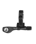 Knockout Ergonomic Bicycle Brake Remote Lever Featuring Slick Modular Clamp Mount And Solid Double Bushing Design For Buttery Smooth Reach Adjustment On Any Handlebar, black finish, side view.