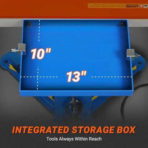 Top view of integrated storage box on 24 Inch Industrial Magnetic Pan And Box Heavy Duty Sheet Metal Brake Workhorse with labeled dimensions.