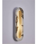 Modern Minimalist Long Marble Wall Sconce Nordic Alabaster Wall Mount Light Fixture with golden accent for bedside decor.