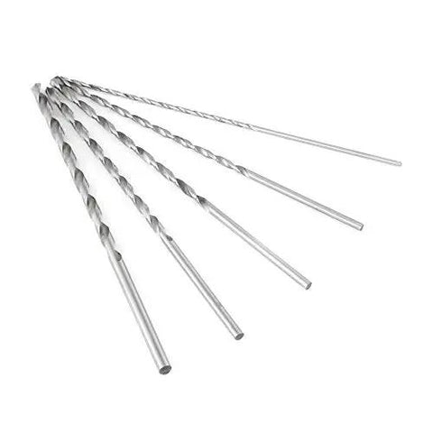 Five Piece Extra Long High Speed Steel Drill Bit Set with Long Shank for Wood Plastic Aluminum and Composite Materials HSS Twist