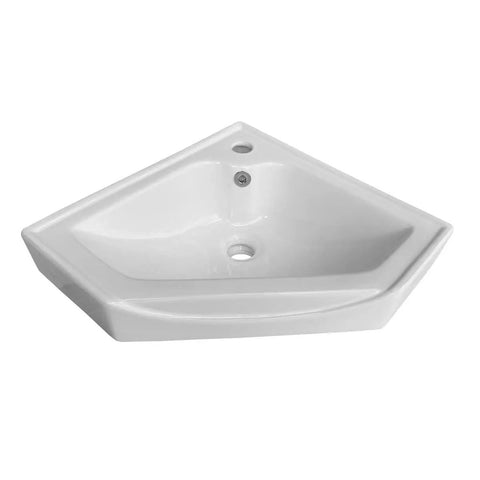 Alexander II 24 Inch Corner Wall Mounted Bathroom Sink White With Overflow Space Saving Ceramic Sink For Small Bathrooms