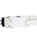 All In One Multi Stage Vacuum Generator With Built In Control Valve And Silencer, Compact unit in white, space-saving design.
