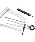 5 Piece Sheet Metal Layout Kit With Carbide Scribe 6 Inch Rule 5 Inch Square Automatic Center Punch And 6 Inch Dividers on white background