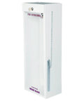 Rock Solid Metal Fire Extinguisher Cabinet Fits 2.5 Gallon Stainless Steel Water Pressure Extinguisher With Breakable Glass Door And Key Lock For Indoor Outdoor Wall Mount Security White, featuring break glass access.