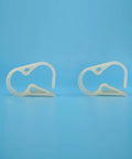 Two white 50 Pack Adjustable Flow Control Tube Clamps For One Quarter To One Half Inch Hoses, Reinforced Nylon PA Clamp on blue background.
