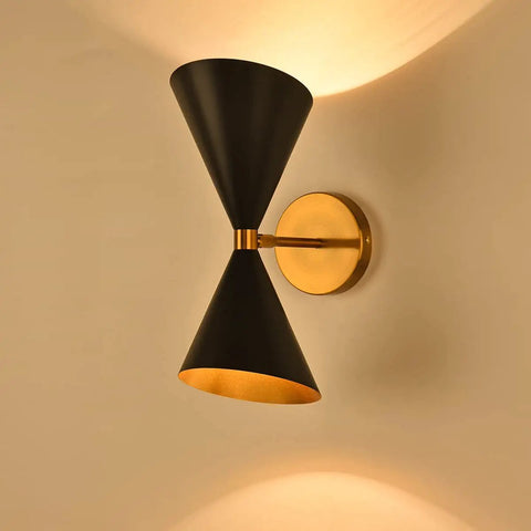 Mid Century Modern Wall Sconce 1 Pack Industrial Black And Brass Vanity Light With E26 Base, Hardwired on wall