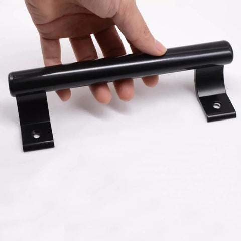 Two Piece 8 Inch Aluminum Alloy Sliding Door Handle Set, Modern Black Metal Pulls For Balconies, Bathrooms, Patios, Barns And More