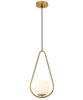 Gold Brass Modern Pendant Light For Kitchen Island With Glass Globe, One Light Indoor Hanging Fixture, adjustable cord