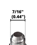 Close-up of 7/16 inch hydraulic fitting for 1/4 JIC SAE ORB hydraulic elbow, showing 0.44 inch diameter measurement.