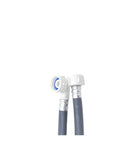 High Pressure 3/4 Inch Washing Machine Inlet Hose with Secure Nut and Washer, grey and white connectors, close-up view