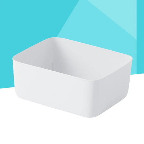 Stackable White Plastic Drawer Organizers For Bras Socks And Underwear Open Top Storage Bins, rectangular white organizer bin.