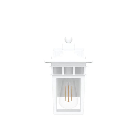 Front view of Durable Dusk To Dawn Outdoor Porch Light With GFCI Outlet And Two Receptacles, Weatherproof Aluminum Exterior Wall Fixture
