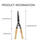 Heavy Duty Garden Hedge Shears 19.88 Inch Reach With Wooden Handles And Pro-Grade Carbon Steel Blades for Pruning