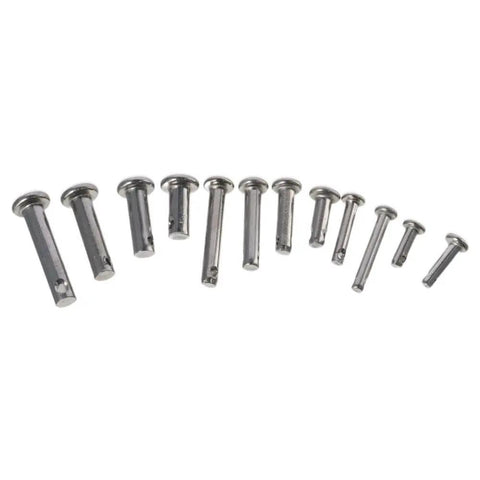 M3 M4 M5 Beefy Clevis Pin Set 12 Type 304 Stainless Location Pin With Hole Flat Head Pin Assortment Kit on white background