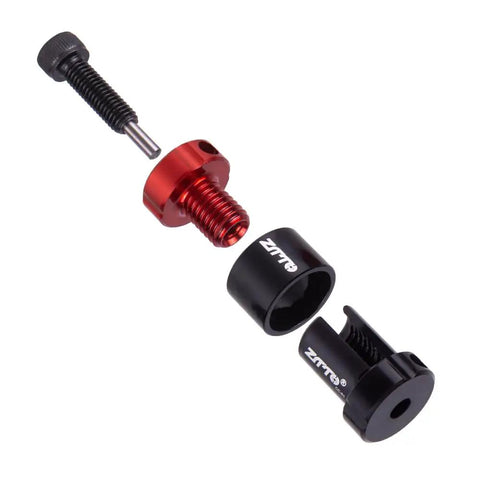 Mini Bike Chain Cutter Tool For Quick Pin Removal And Link Breaking showing disassembled parts, aluminum and steel components.