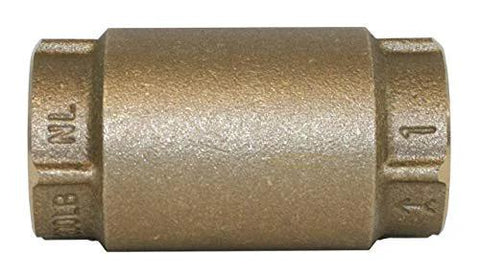 Side view of brass 1-1/4 in-line no-lead check valve.