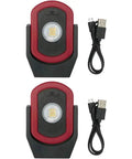 Two WorkStar Cyclops USB C Rechargeable LED Work Light Three Brightness Settings Pack Of 3 Lights with cables visible on a white background