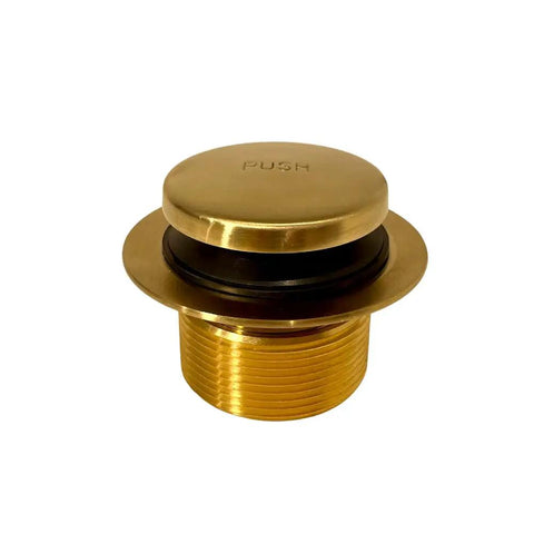 Effortless Bathtub Drain Kit With Brushed Gold Two Hole Overflow Faceplate Universal Fit Brass Stopper Threaded Drain Assembly