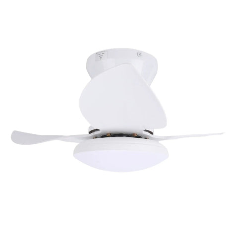 Omquot Recessed Ceiling Fan Light Small 25 Inch Silent DC Motor Dimmable LED 6 Speeds Bedroom Living Room Dining Room Study, Remote Control White Light (White) viewed from above with blades and lampshade.