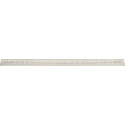 Top Shelf Aluminum Continuous Hinge 36 Inch Long Universal Fit For Custom Fabrication Doors Panels And Secure Enclosure Closures, shown straight and flat.