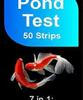 Game Changer 7 In 1 Pond Water Test Kit With 50 Strips For Fish Tanks And Koi Ponds Tests pH Alkalinity Nitrate Chlorine Hardness packaging image.